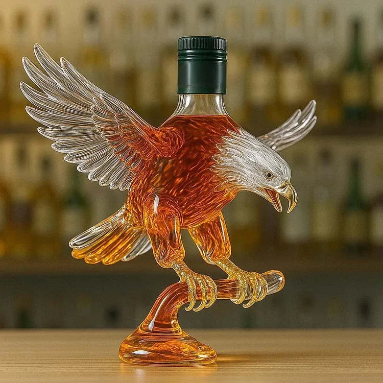Garrafa de vidro para whisky em forma de águia-careca