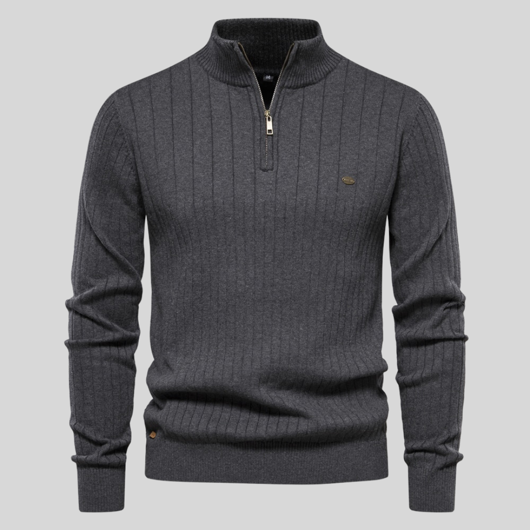 Lukáš – Pullover Masculino de Malha com Gola Alta e Zíper