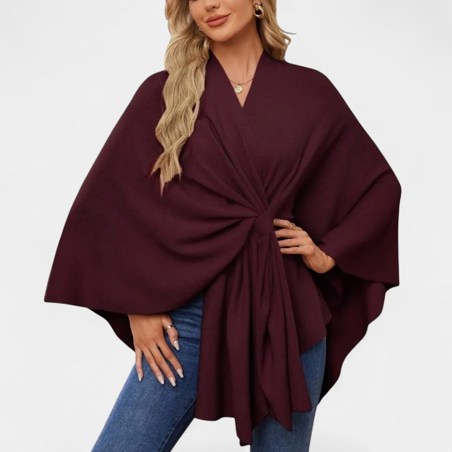 Daniela – Poncho elegante e fluido com nó