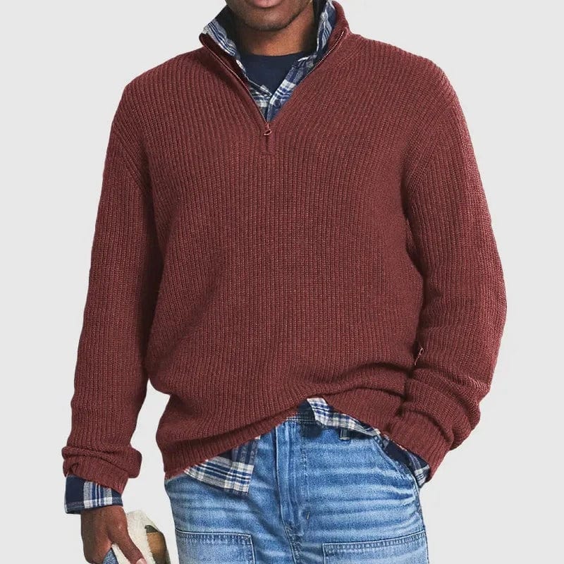 Tomáš – Sweater de Malha Masculino com Zíper de Meio