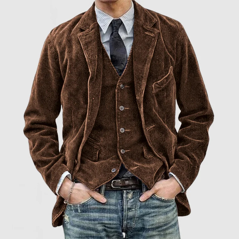 Matěj – Conjunto Vintage de Veludo Blazer + Colete