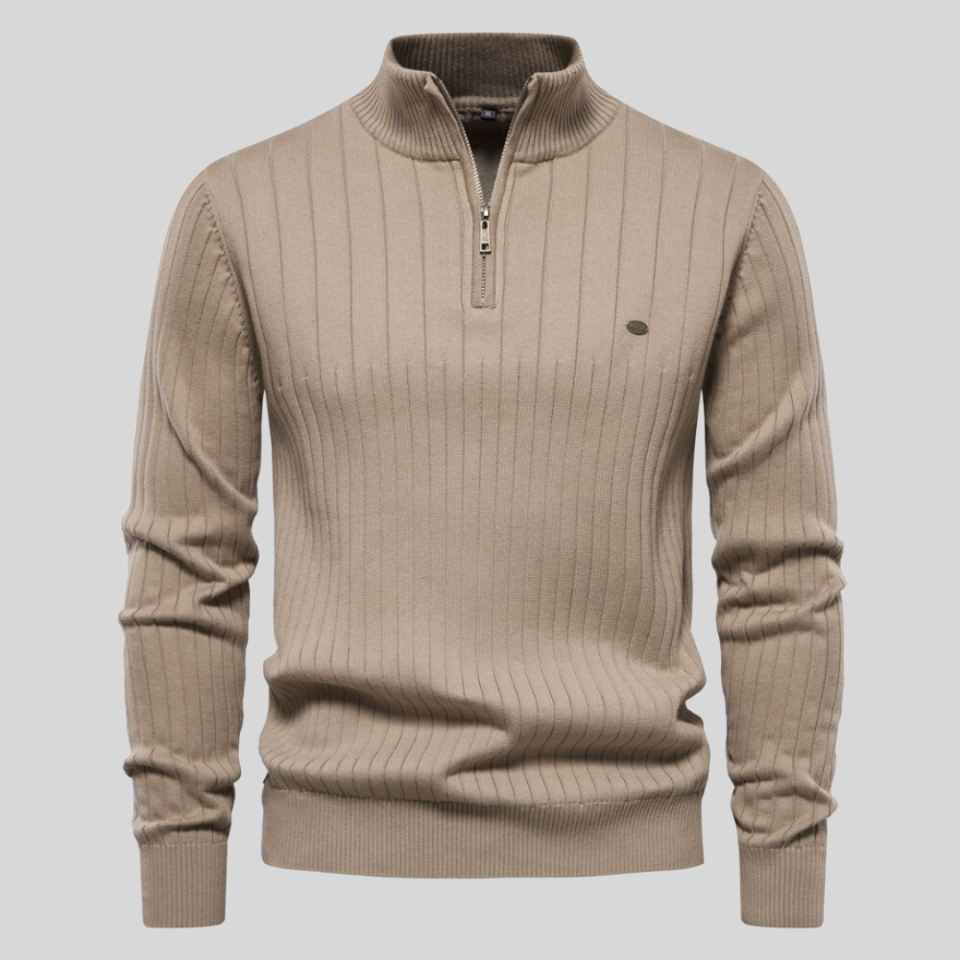 Lukáš – Pullover Masculino de Malha com Gola Alta e Zíper