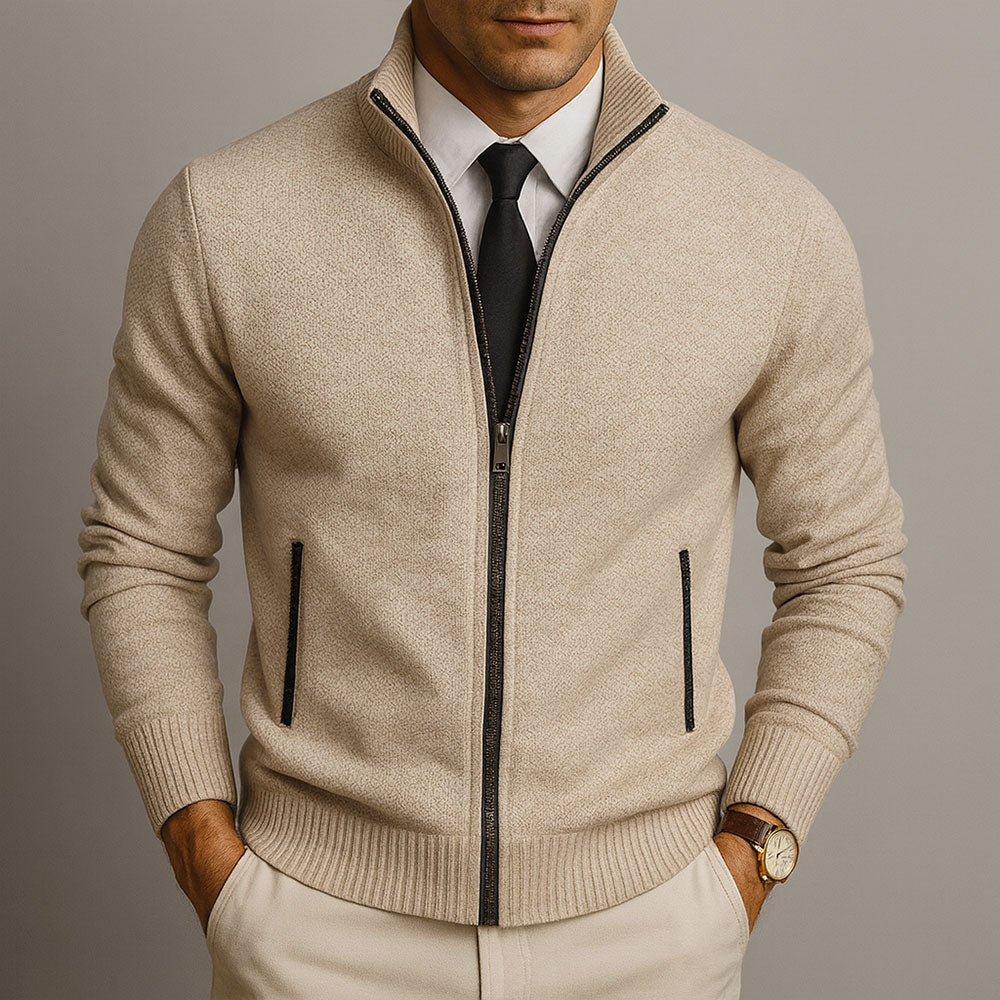Jake – Cardigan com zíper em lã merino