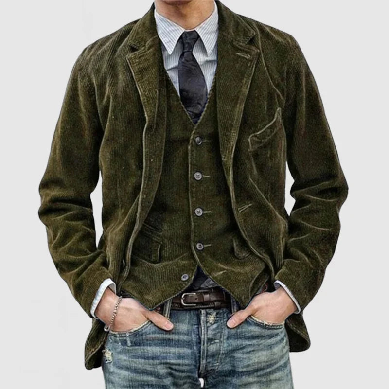 Matěj – Conjunto Vintage de Veludo Blazer + Colete