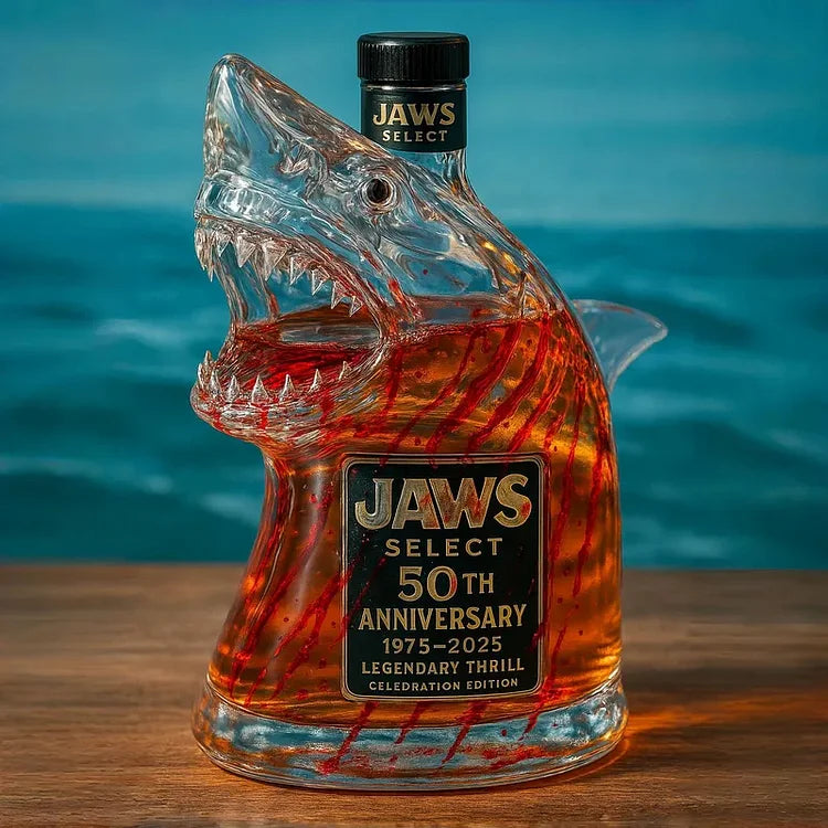 Edição limitada de garrafa de whisky Shark Jaws Anniversary