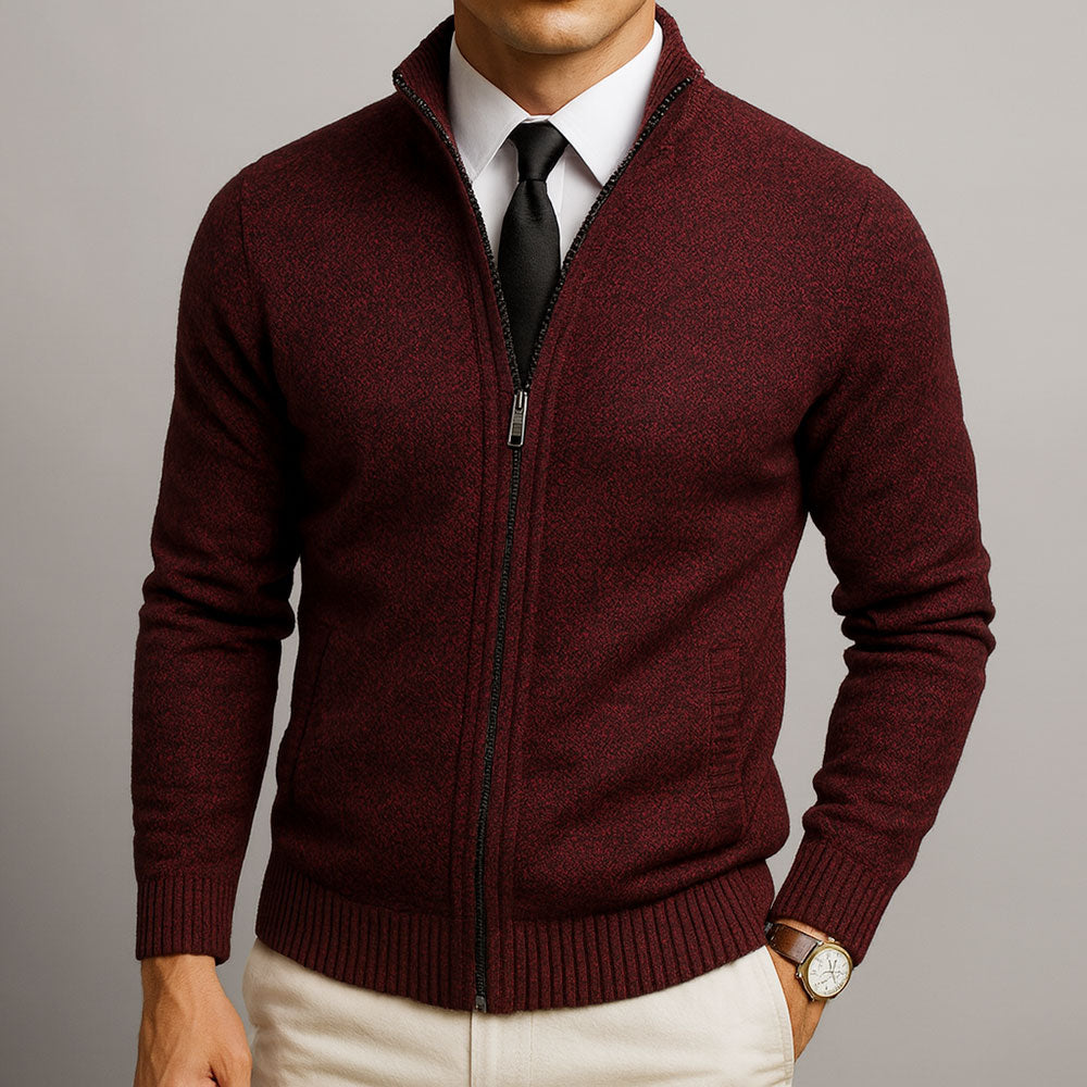 Jake – Cardigan com zíper em lã merino