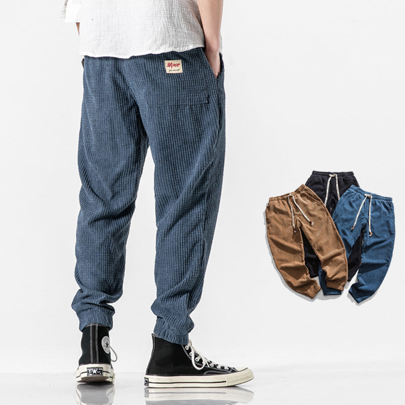 David – Calças Jogger de Sarja para Homem com Corte Largue e Cintura Ajustável