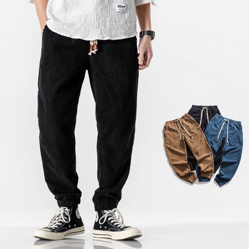 David – Calças Jogger de Sarja para Homem com Corte Largue e Cintura Ajustável