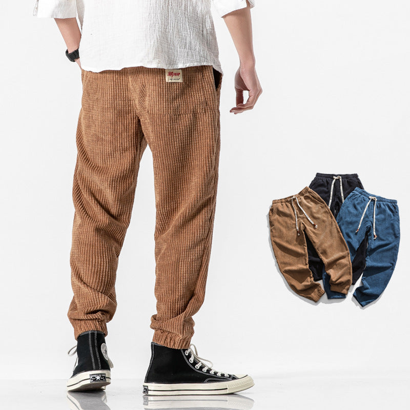 David – Calças Jogger de Sarja para Homem com Corte Largue e Cintura Ajustável