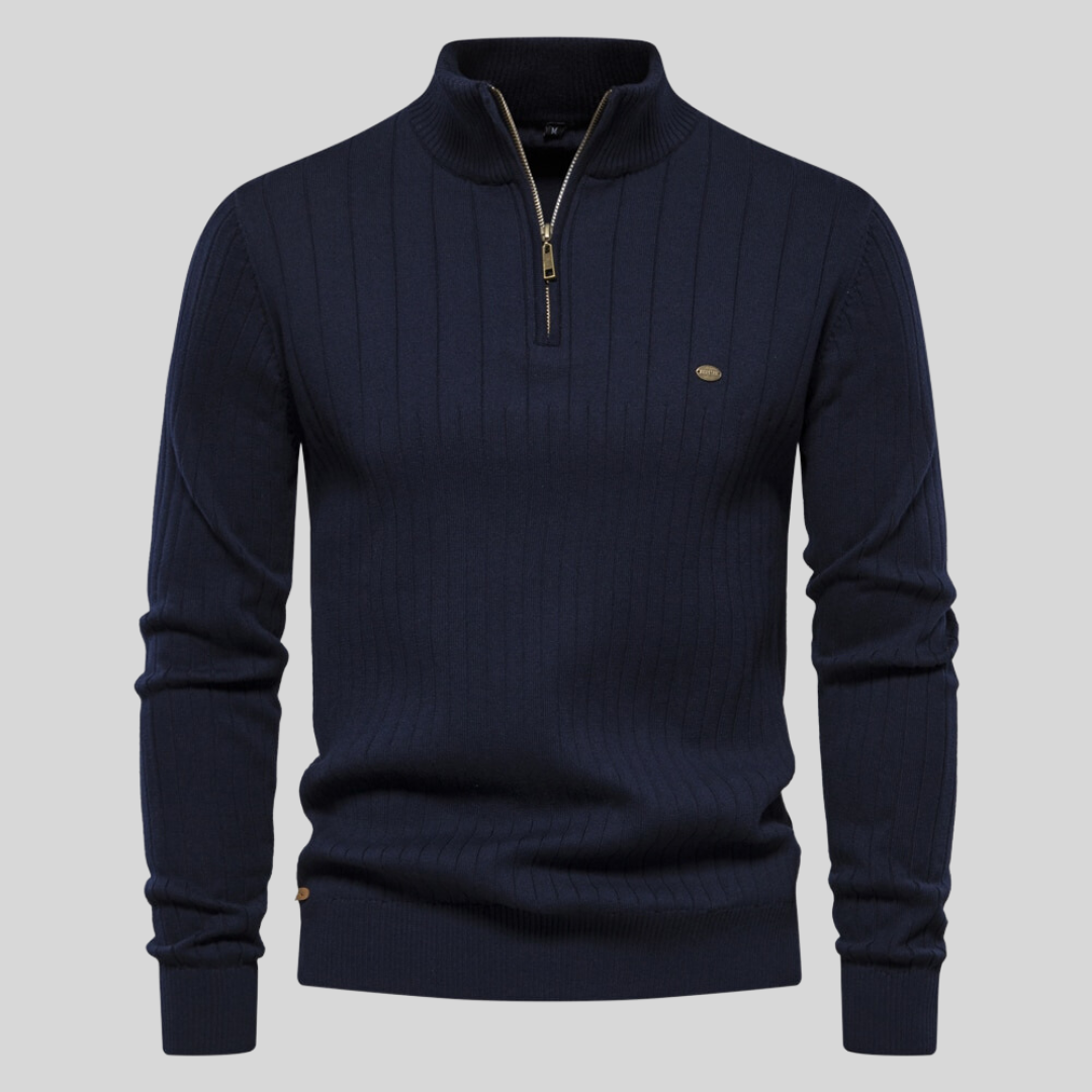 Lukáš – Pullover Masculino de Malha com Gola Alta e Zíper