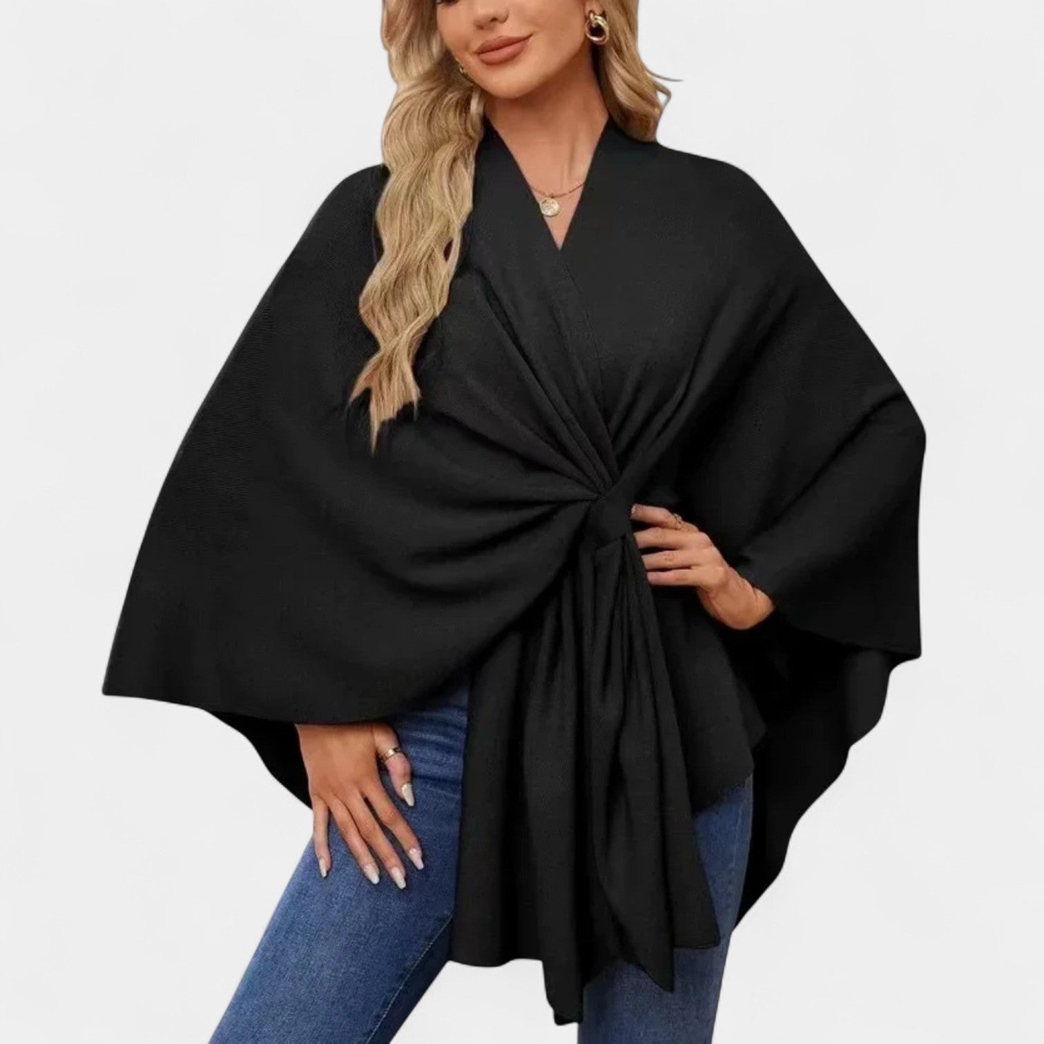 Daniela – Poncho elegante e fluido com nó