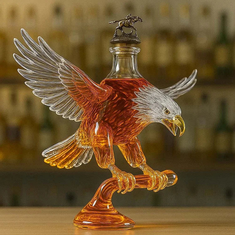 Garrafa de vidro para whisky em forma de águia-careca