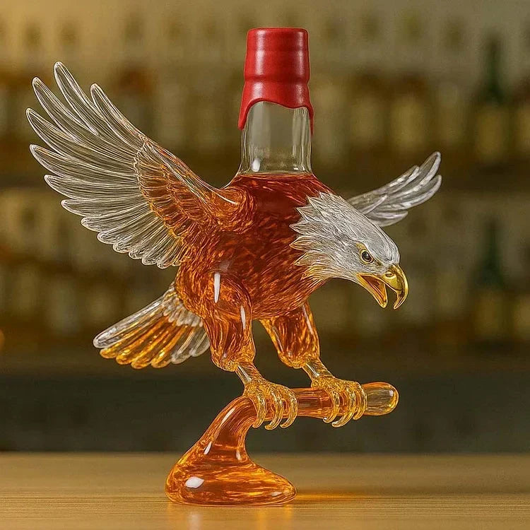 Garrafa de vidro para whisky em forma de águia-careca