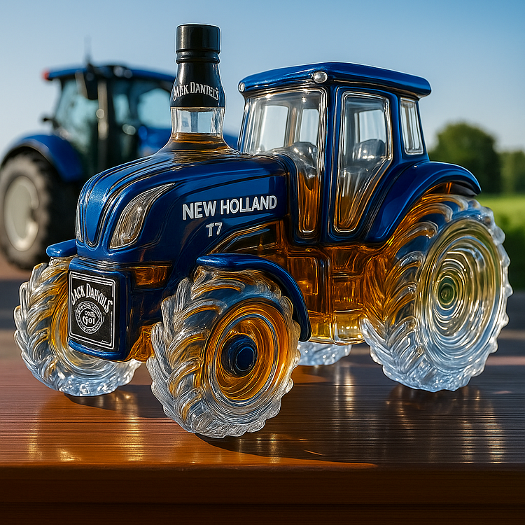 Garrafa de whisky clássica em forma de tractor New Holland T7