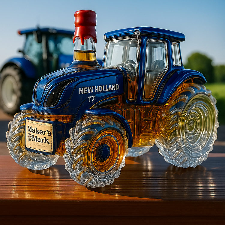 Garrafa de whisky clássica em forma de tractor New Holland T7
