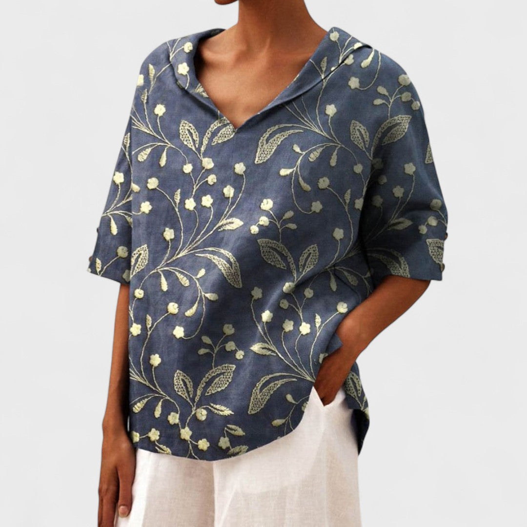 Lenka - Top elegante com decote em V