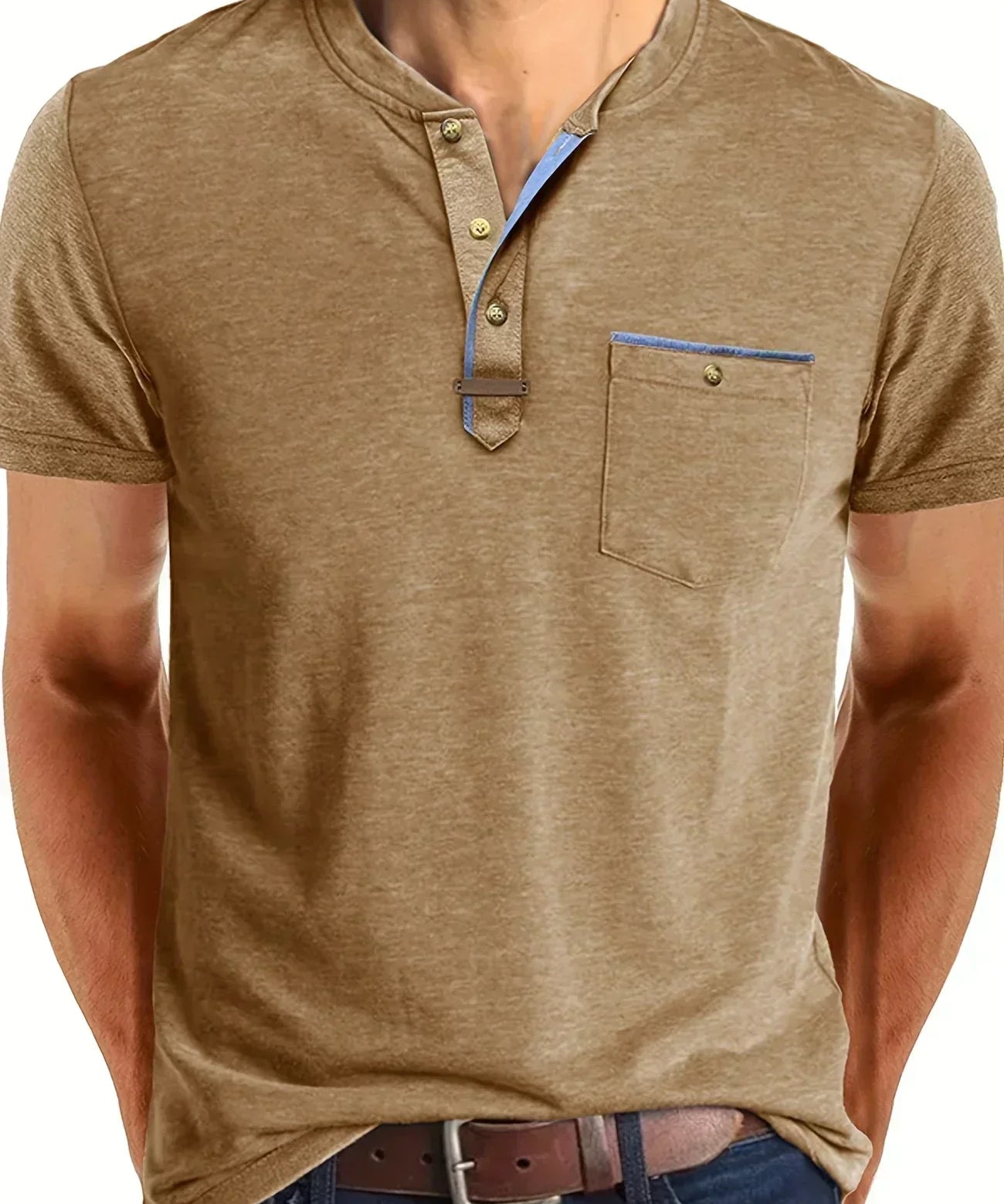Tomáš – Camiseta Básica Macia com Bolso no Peito para Homens