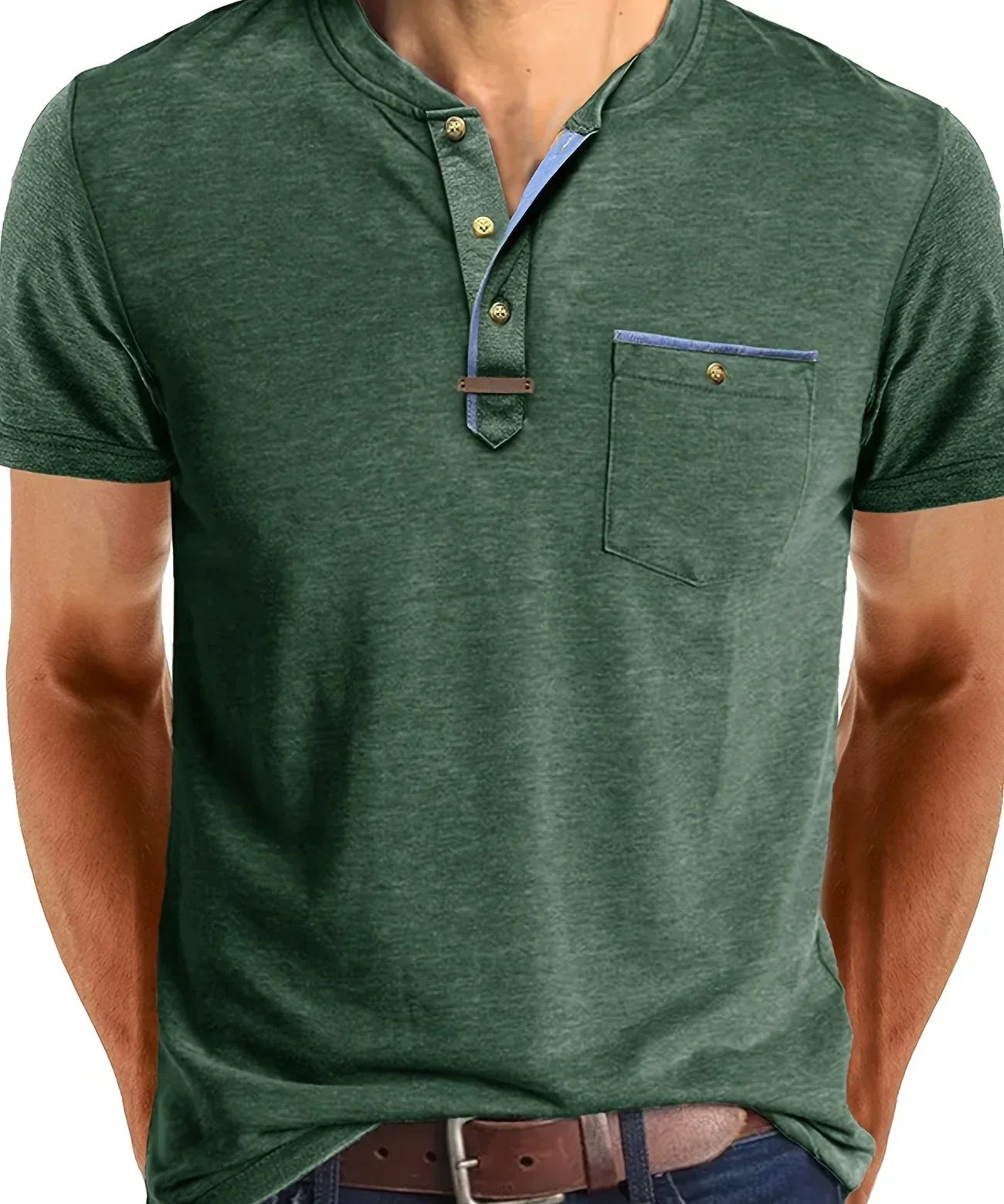 Tomáš – Camiseta Básica Macia com Bolso no Peito para Homens