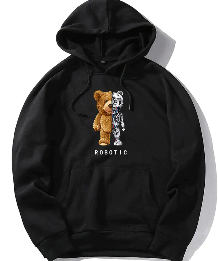 Tomáš – Sweatshirt com Capuz com Gráfico de Urso Robô