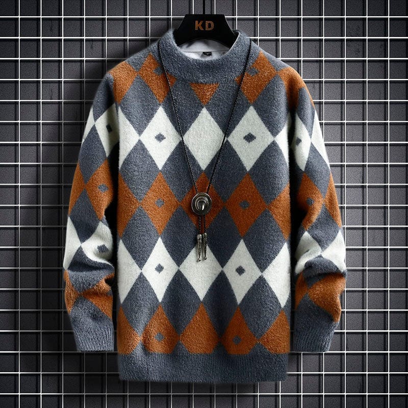 Tomáš – Sweater Masculino com Padrão de Diamante