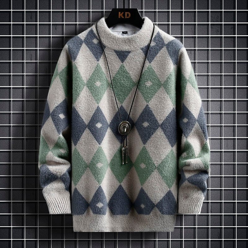 Tomáš – Sweater Masculino com Padrão de Diamante
