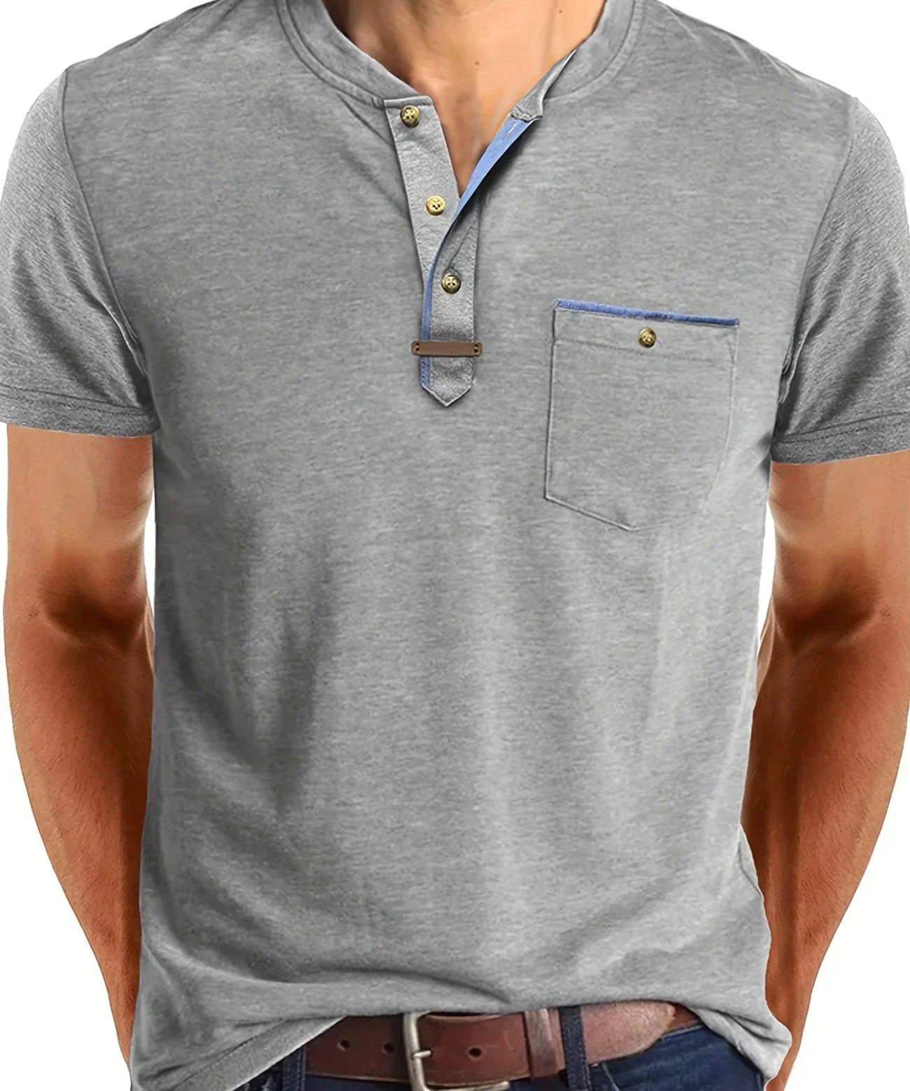 Tomáš – Camiseta Básica Macia com Bolso no Peito para Homens