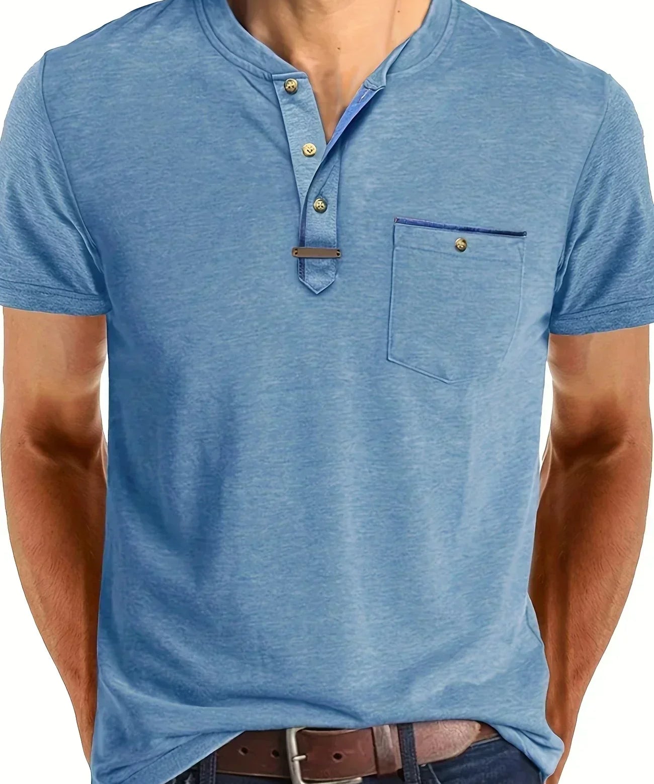 Tomáš – Camiseta Básica Macia com Bolso no Peito para Homens