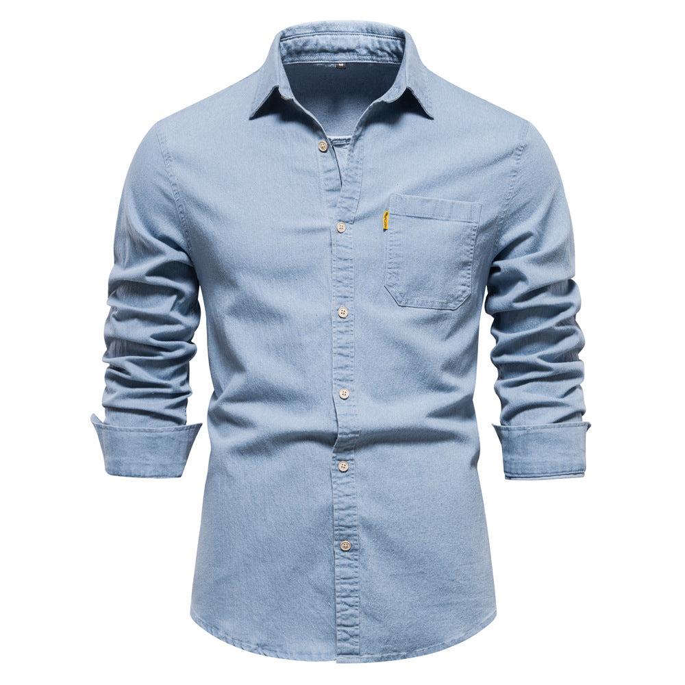 Tomáš – Camisa de Denim Masculina com Mangas Longas