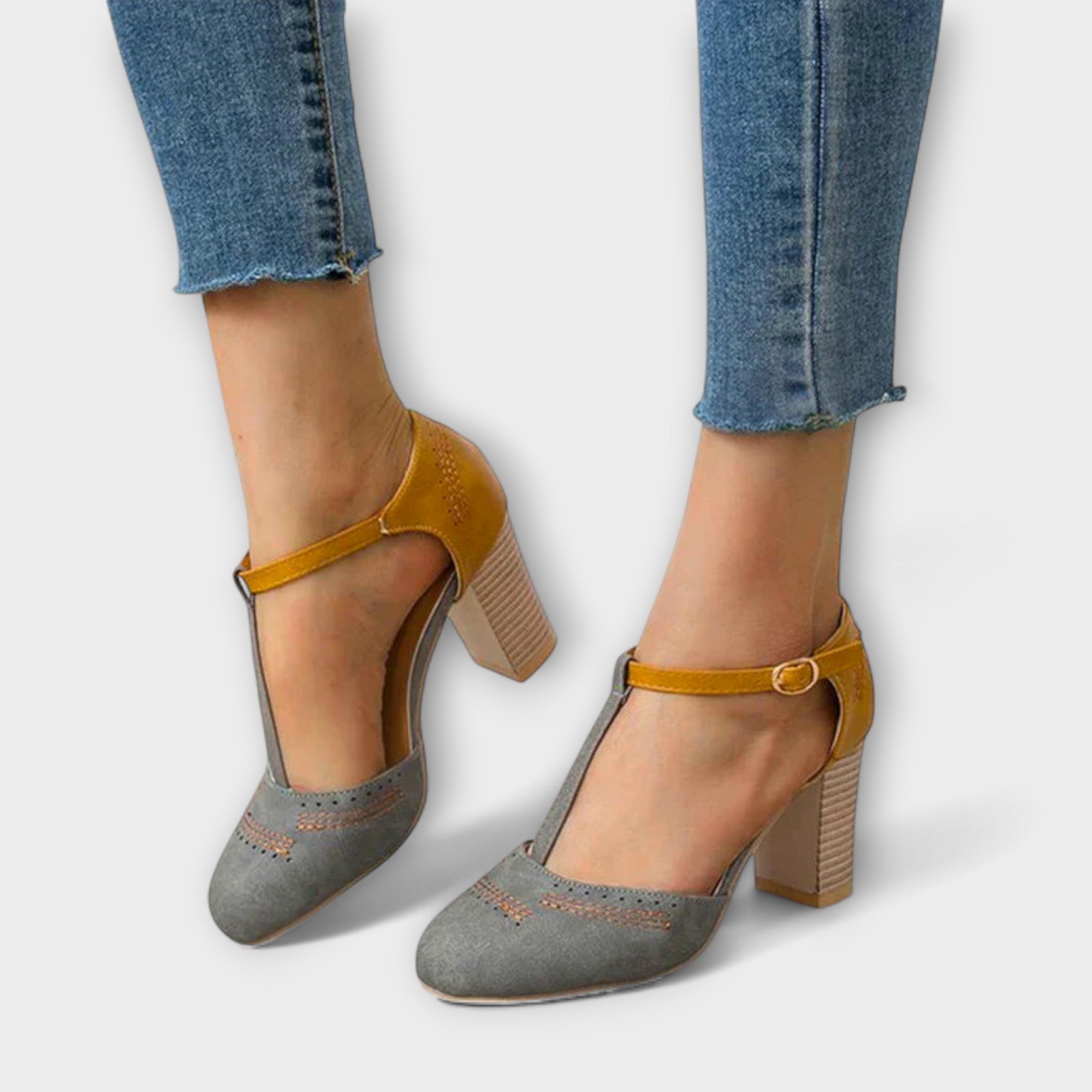 Viktorie Elegantes Sapatos de Salto Ortopédicos Confortáveis com Memória