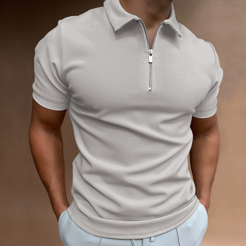 Tomáš – Camiseta Polo Masculina de Manga Curta com Zíper