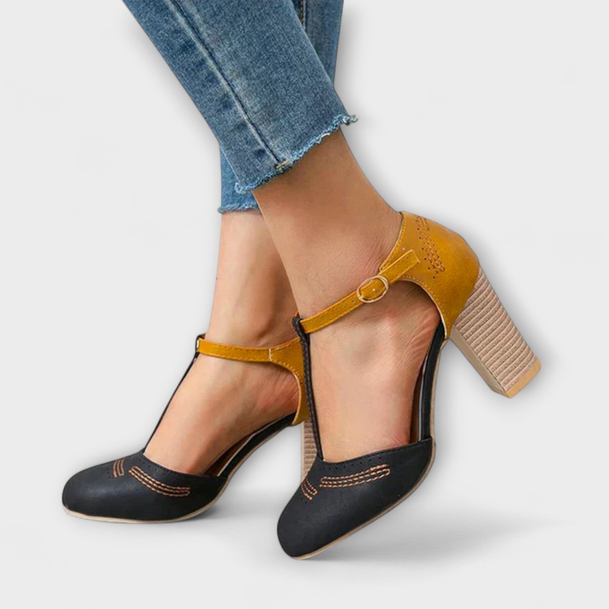 Viktorie Elegantes Sapatos de Salto Ortopédicos Confortáveis com Memória