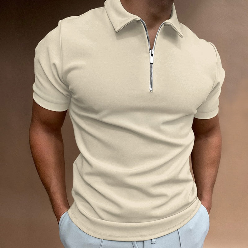 Tomáš – Camiseta Polo Masculina de Manga Curta com Zíper