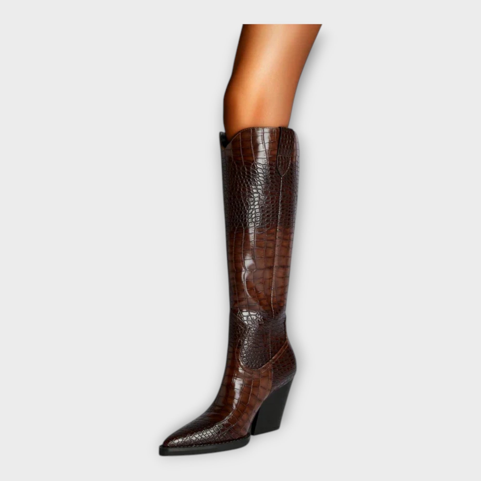 Laura – Sapatos com Padrão de Crocodilo e Salto Elegante