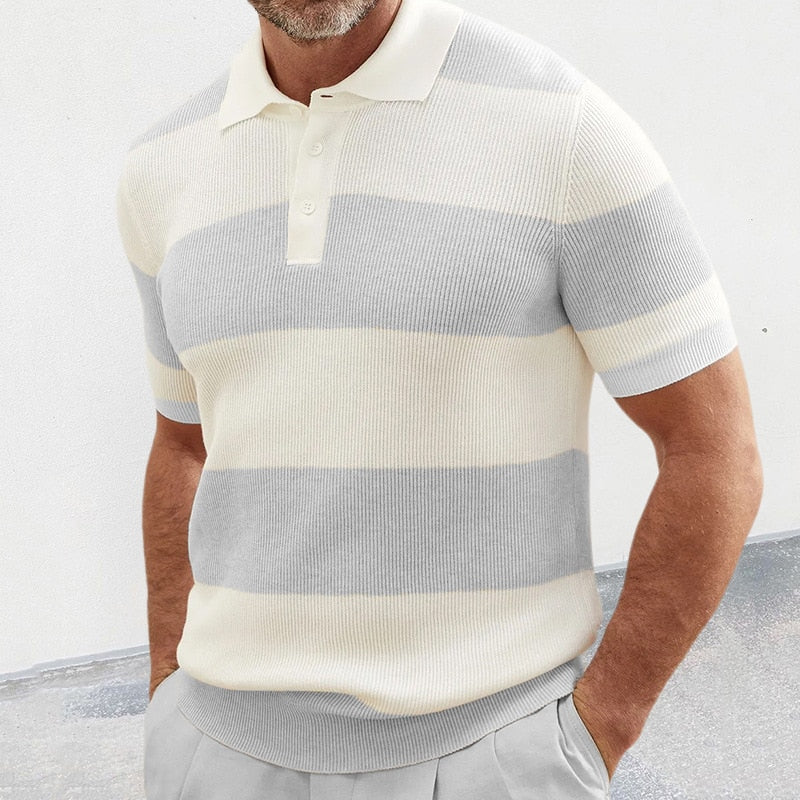 Tomáš – Camisa Polo Tricotada para Homem com Riscas