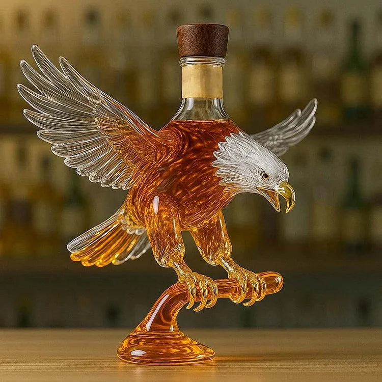 Garrafa de vidro para whisky em forma de águia-careca