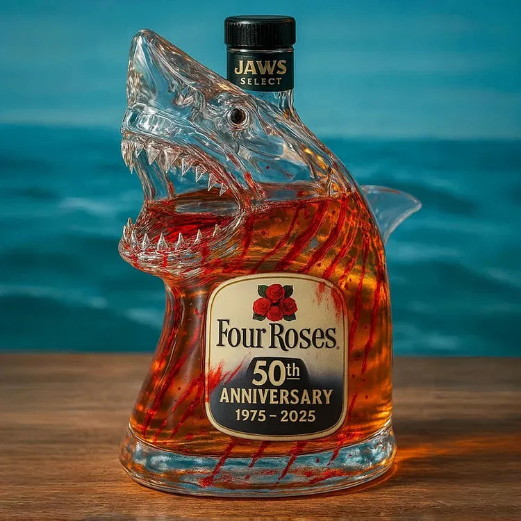 Edição limitada de garrafa de whisky Shark Jaws Anniversary
