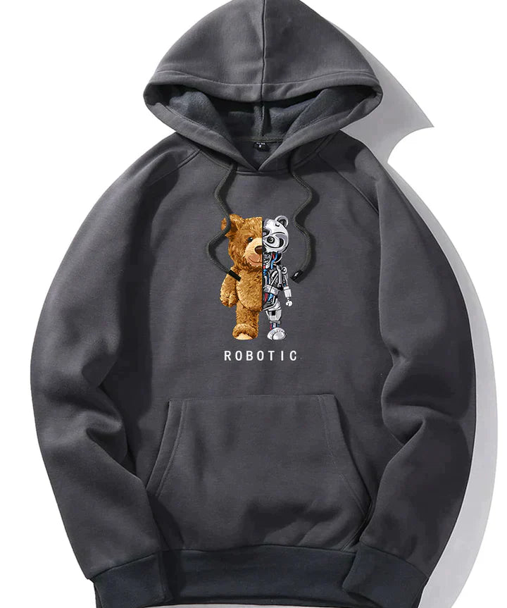 Tomáš – Sweatshirt com Capuz com Gráfico de Urso Robô