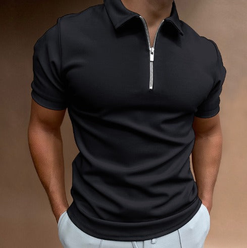 Tomáš – Camiseta Polo Masculina de Manga Curta com Zíper