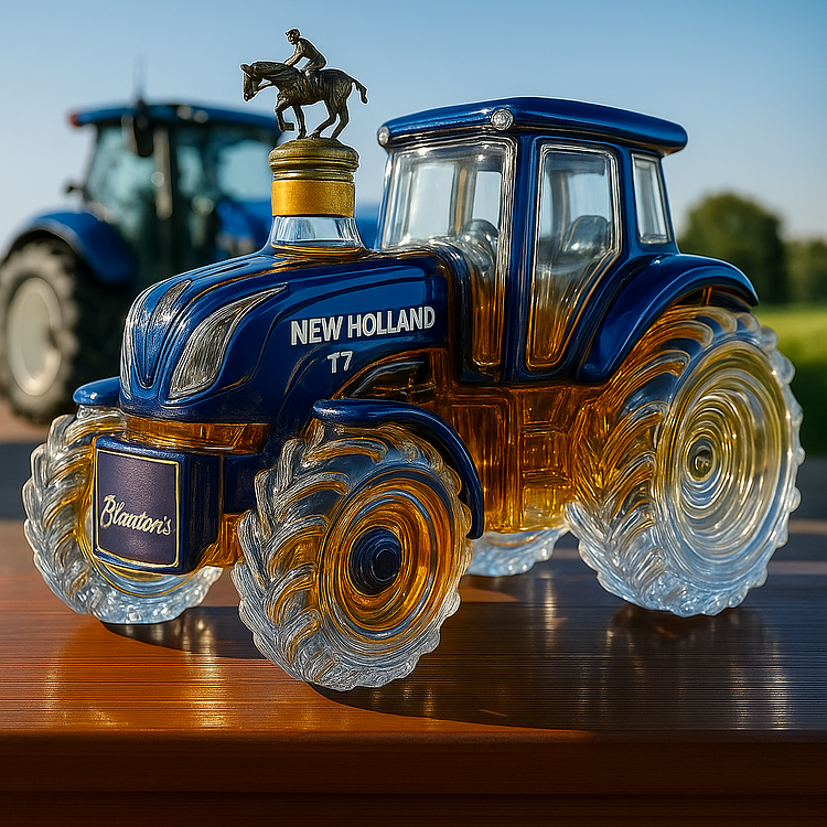 Garrafa de whisky clássica em forma de tractor New Holland T7