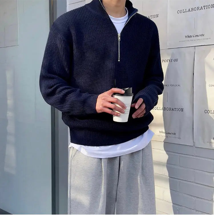 Lukáš – Pullover com Zip de Polo para Homens
