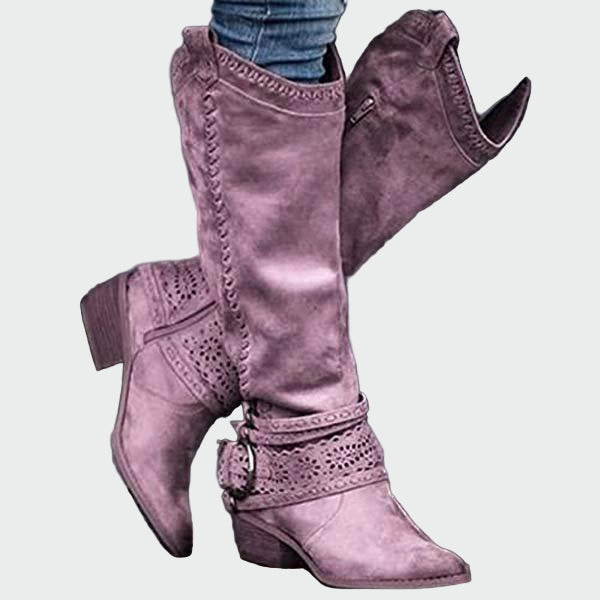 Botas de cowboy retro em pele