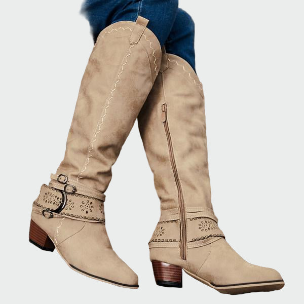 Botas de cowboy retro em pele
