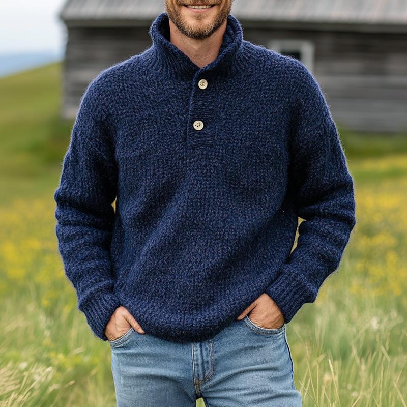 Tomáš – Sweater de Malha Masculino com Dois Botões