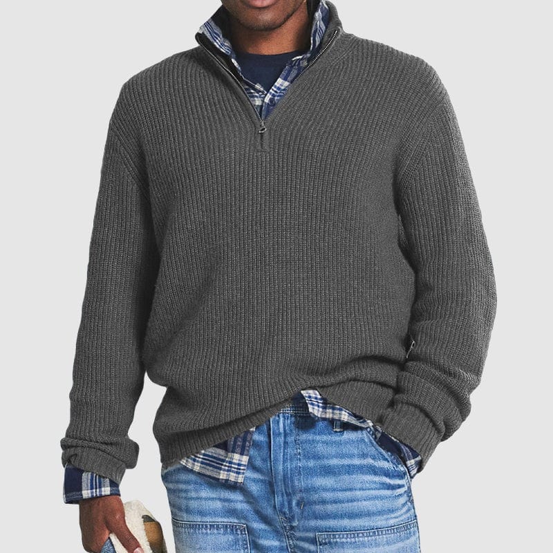Tomáš – Sweater de Malha Masculino com Zíper de Meio