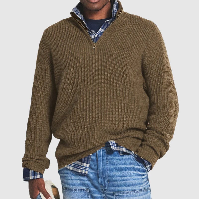 Tomáš – Sweater de Malha Masculino com Zíper de Meio
