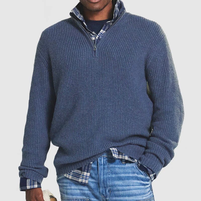 Tomáš – Sweater de Malha Masculino com Zíper de Meio