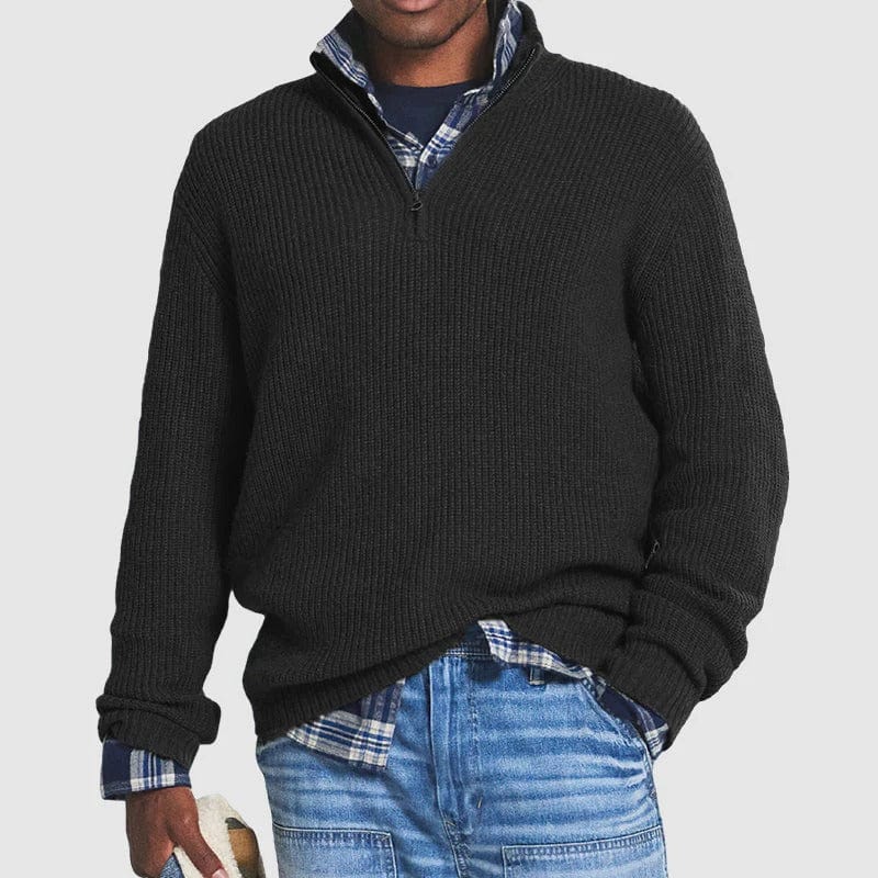 Tomáš – Sweater de Malha Masculino com Zíper de Meio
